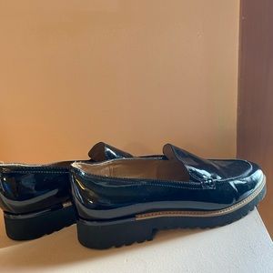 Black patent leather loafers